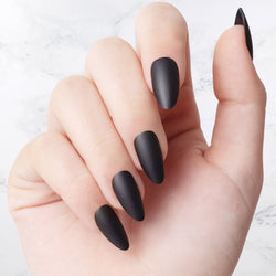 Classic Black Almond shaped nails