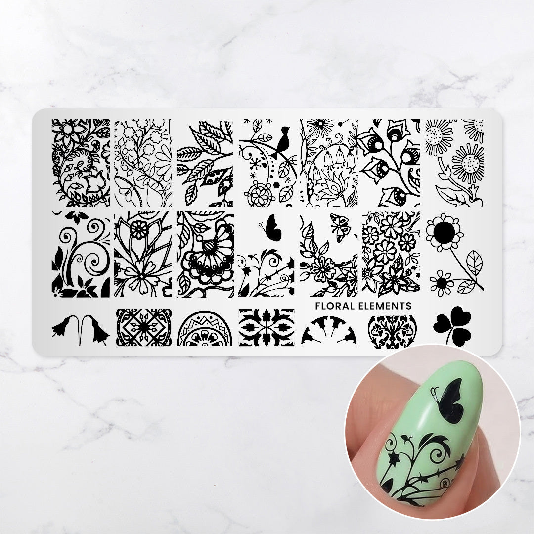 Floral Elements - Pattern Press Template