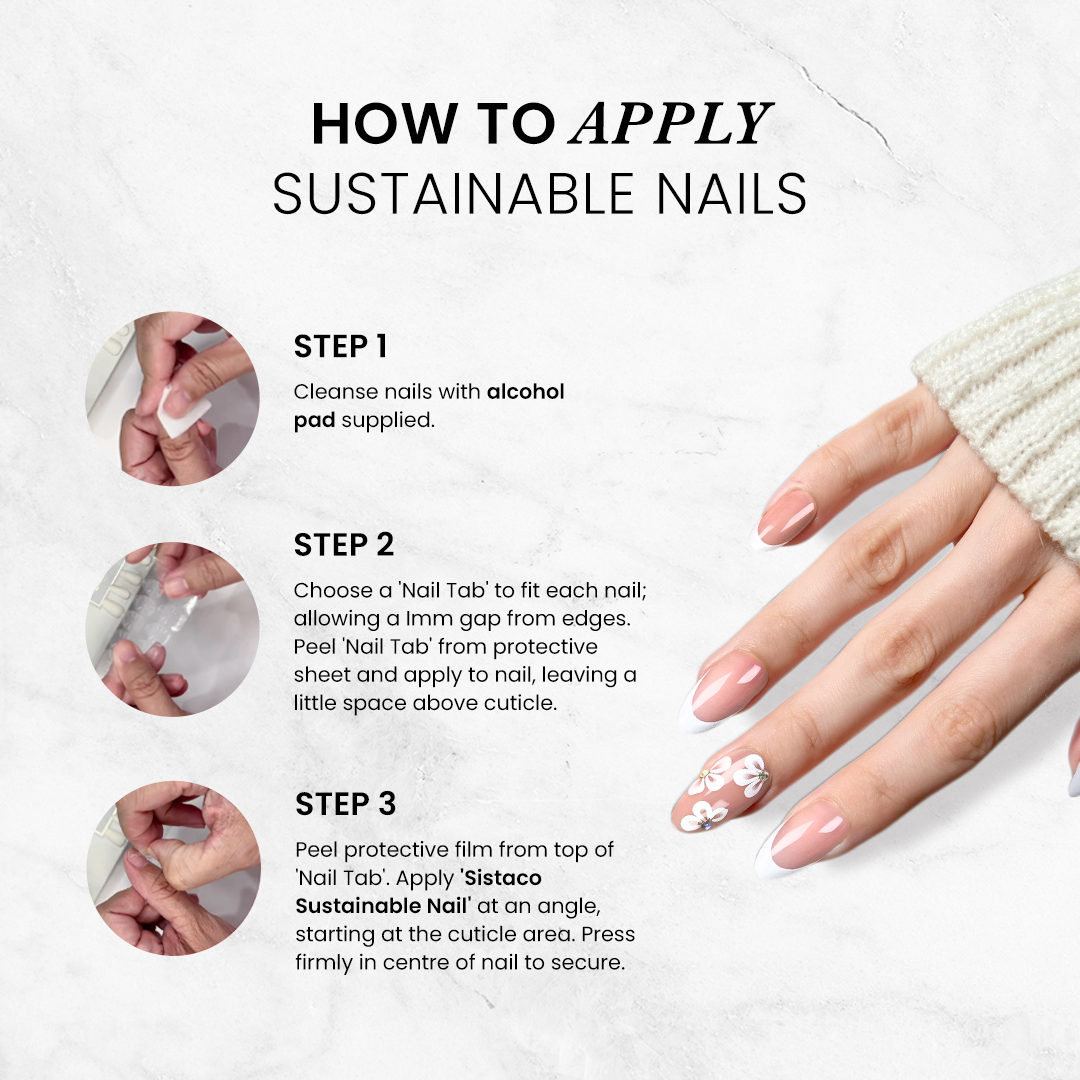 Champagne Lace - Almond Sustainable Nails