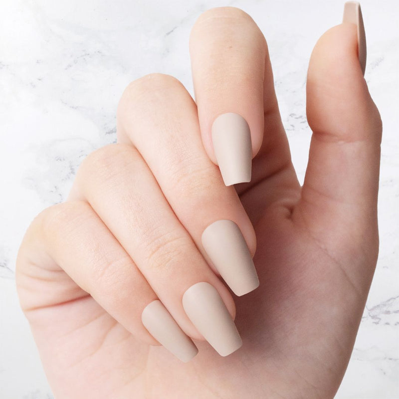 Classic Beige Coffin Shaped nails