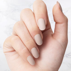 Classic Beige Oval Shaped nails
