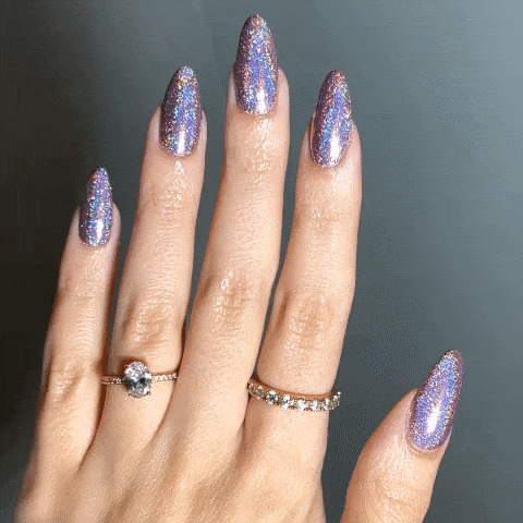 vibrant and glittery lilac shade   